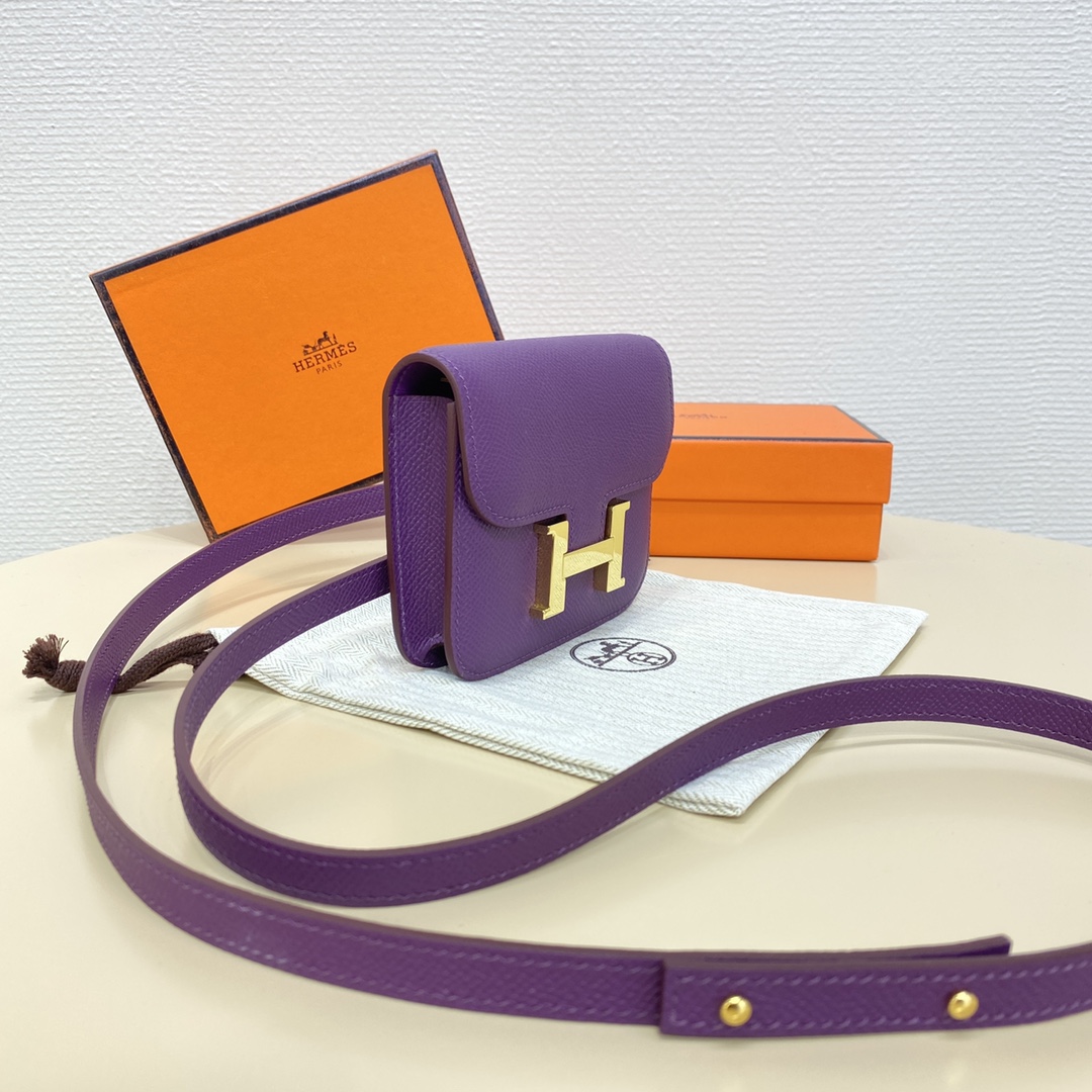 Hermes Constance Slim Wallet Belt Bag In Violet Epsom Leather